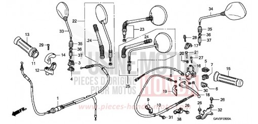 CABLE/LEVIER DE GUIDON/COMMUTATEUR SJ50S de 1995